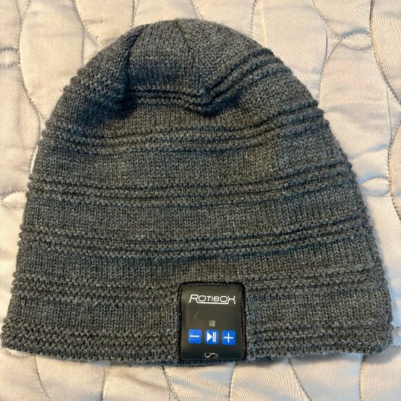 RotiBox Bluetooth Beanie Wireless Headphone Music Gray Knit Hat Unisex One Size - Picture 3 of 12